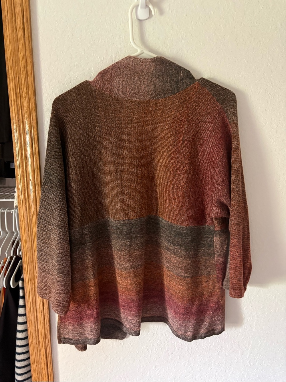 Notations Open-Front Gradient Cardigan - Brown Rust Pink - Picture 2 of 3